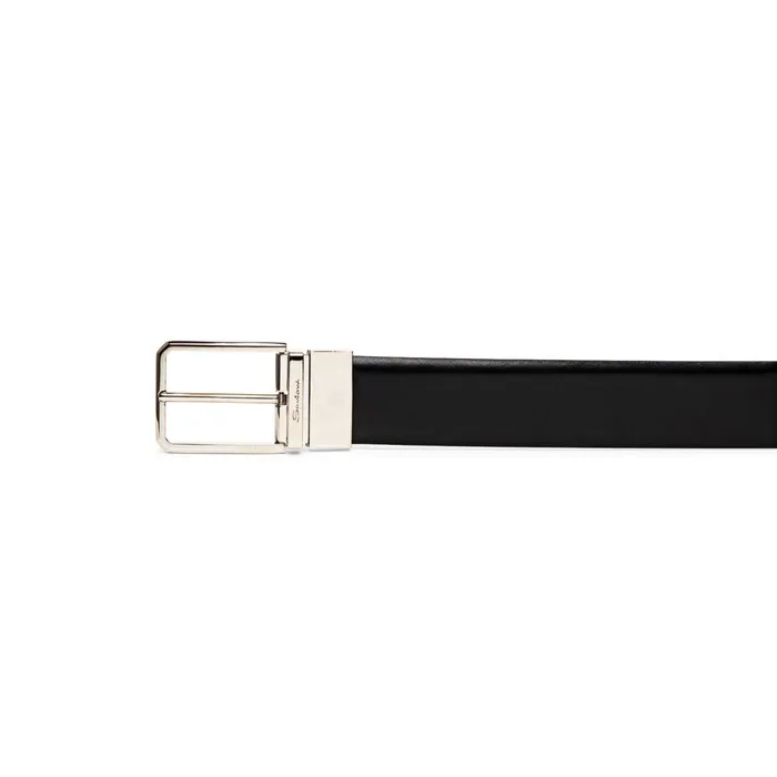 Men Reversible And Adjustable Black And Blue Leather Belt Santoni Belts