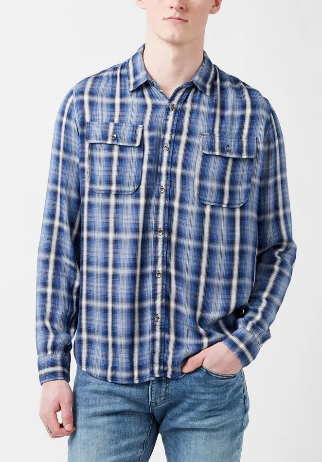 Men Sake Twill Plaid Shirt Star Buffalo David Bitton Shirts