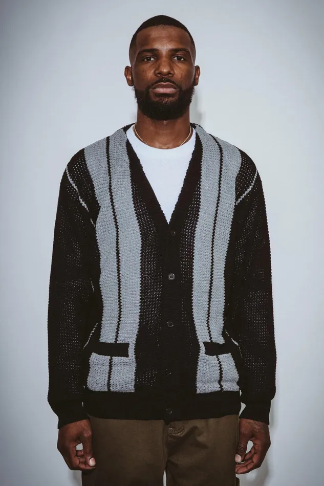 Men School Striped Cardigan Sweater Fucking Awesome Sweaters Men School Striped Cardigan Sweater Fucking Awesome Sweaters