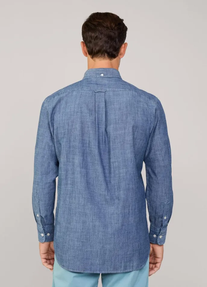Men Shirts Faonnable Regular Fit Chambray Shirt Medium Stone Wash