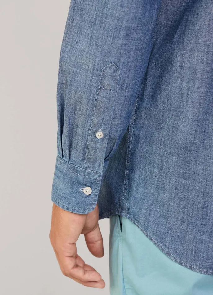 Men Shirts Faonnable Regular Fit Chambray Shirt Medium Stone Wash