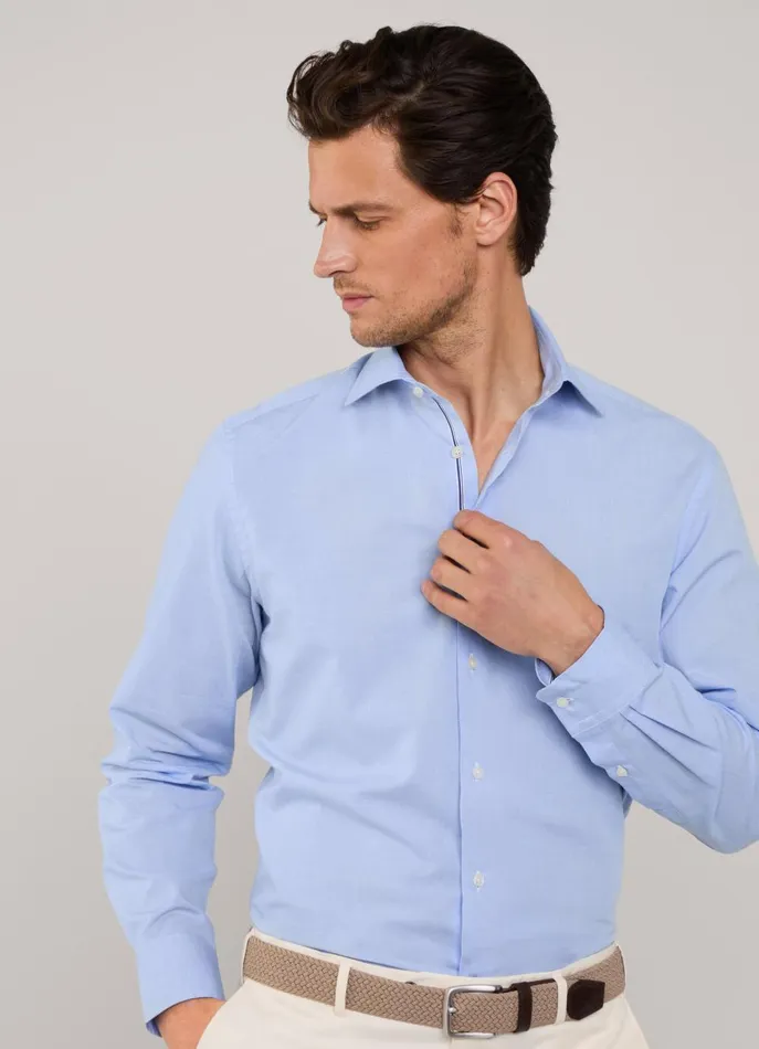 Men Shirts Faonnable Regular Fit Dobby Shirt Regal Blue