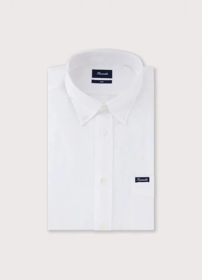 Men Shirts Faonnable Regular Fit Front Pocket Oxford Shirt White