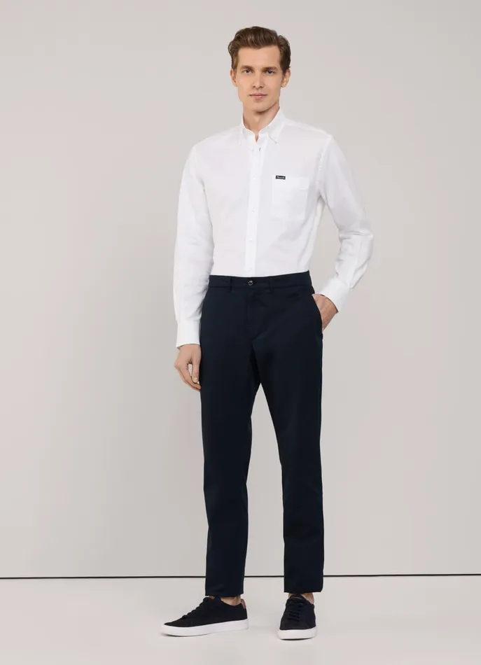 Men Shirts Faonnable Regular Fit Front Pocket Oxford Shirt White