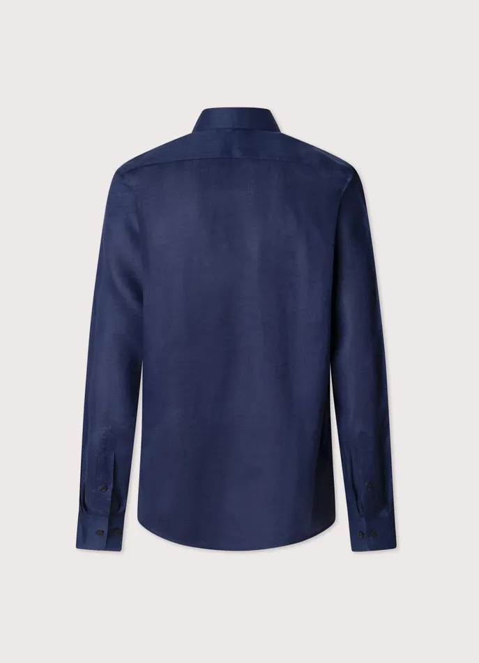 Men Shirts Faonnable Regular Fit Linen Shirt Marine Blue