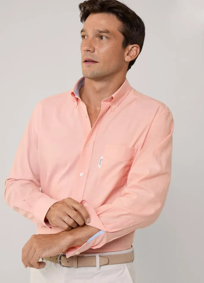 Men Shirts Faonnable Regular Fit Oxford Shirt Acid Orange