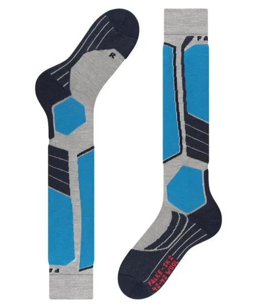 Men SK2 Intermediate Wool Men Skiing Kneehigh Socks Light Grey FALKE Ski Socks