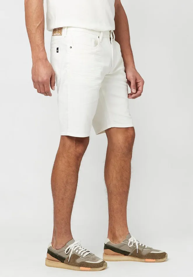 Men Super Stretch Slim Parker White Rinse Shorts Pure White Buffalo David Bitton Shorts