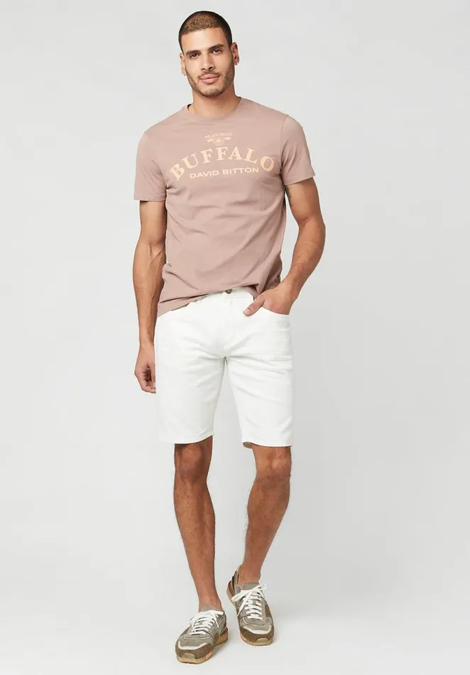 Men Super Stretch Slim Parker White Rinse Shorts Pure White Buffalo David Bitton Shorts