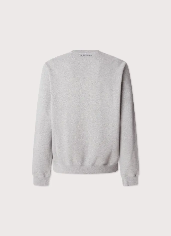 Men TShirts and Sweatshirts Faonnable Embroidered Bird Crew Neck Sweatshirt Light Grey Marl