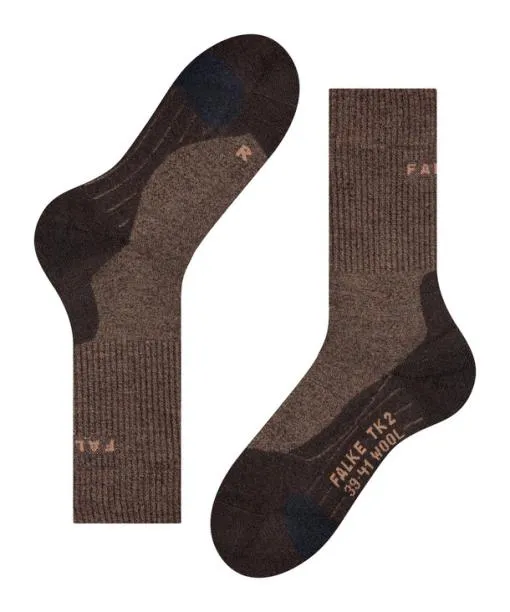 Men TK2 Explore Wool Men Trekking Socks Dark Brown FALKE Hiking Socks