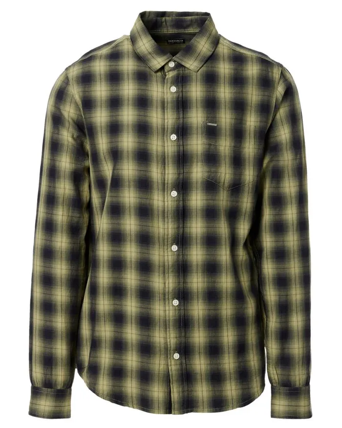 Men Twill Sonb Brown Plaid Shirt Monk Buffalo David Bitton Shirts