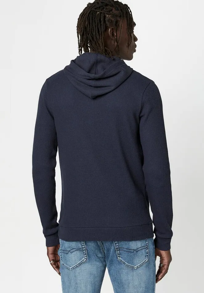 Men WaffleKnit Kagig Hoodie Red Ochre Buffalo David Bitton Sweaters