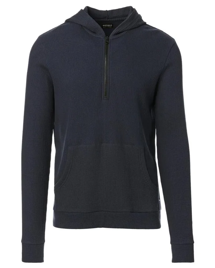 Men WaffleKnit Kagig Hoodie Red Ochre Buffalo David Bitton Sweaters