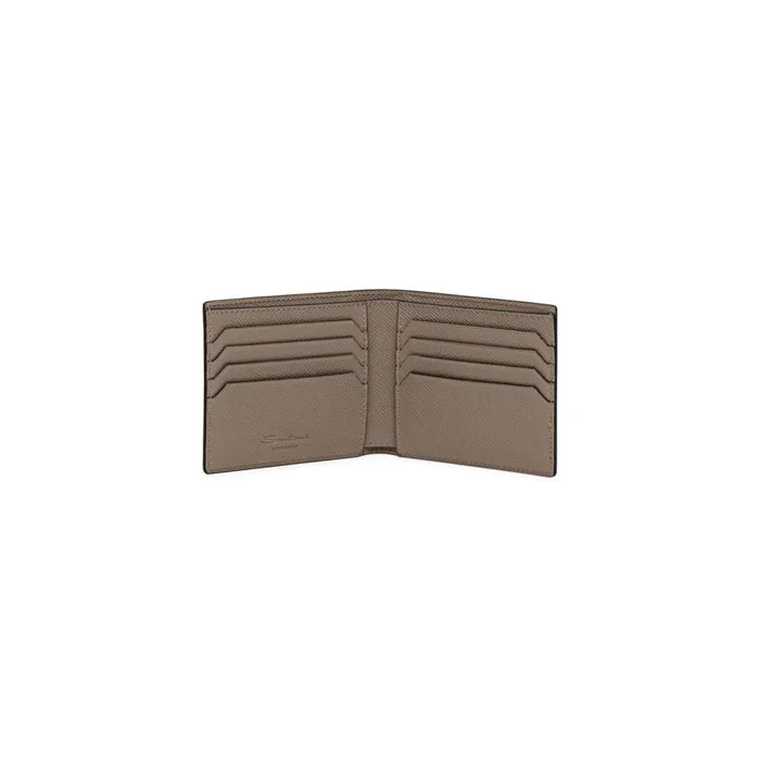 MenWomen Beige Saffiano Leather Wallet Santoni Small Leather Goods