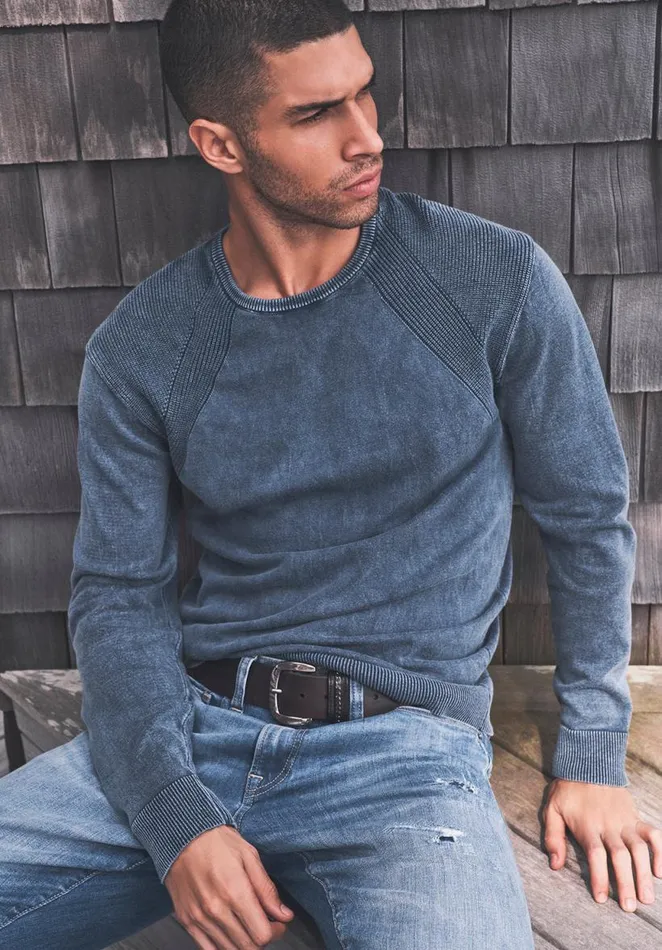 Men Woshat Navy Mens Sweater Whale Buffalo David Bitton Sweaters