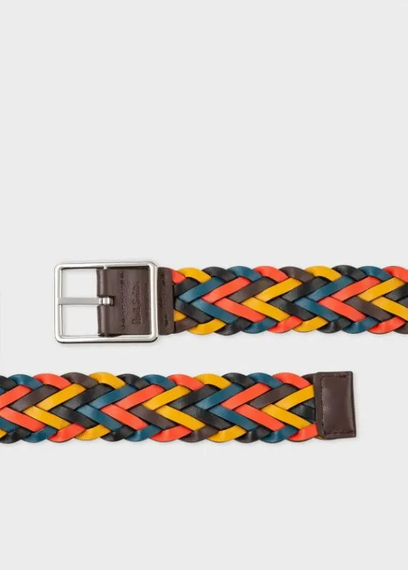 Mens Artist Stripe Reversible Plaited Leather Belt Paul Smith Belts Mens Artist Stripe Reversible Plaited Leather Belt Paul Smith Belts