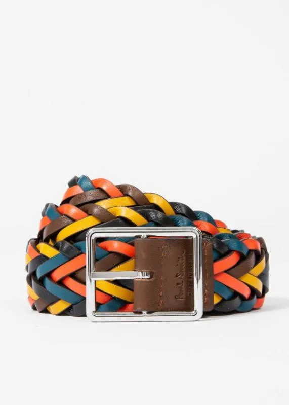 Mens Artist Stripe Reversible Plaited Leather Belt Paul Smith Belts Mens Artist Stripe Reversible Plaited Leather Belt Paul Smith Belts