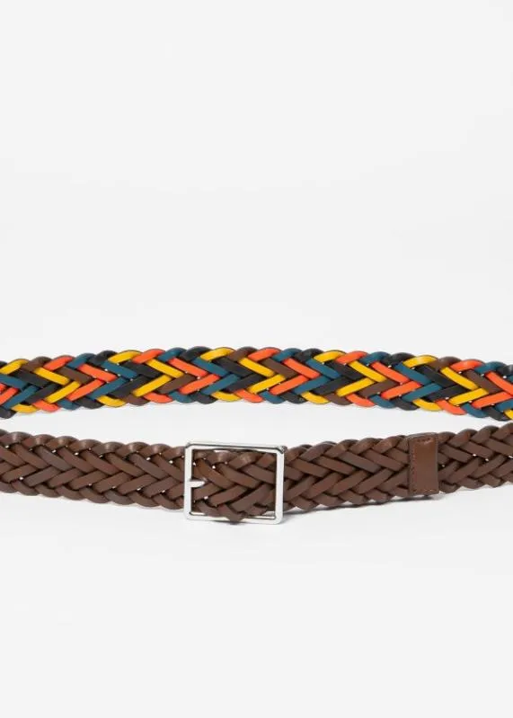 Mens Artist Stripe Reversible Plaited Leather Belt Paul Smith Belts Mens Artist Stripe Reversible Plaited Leather Belt Paul Smith Belts