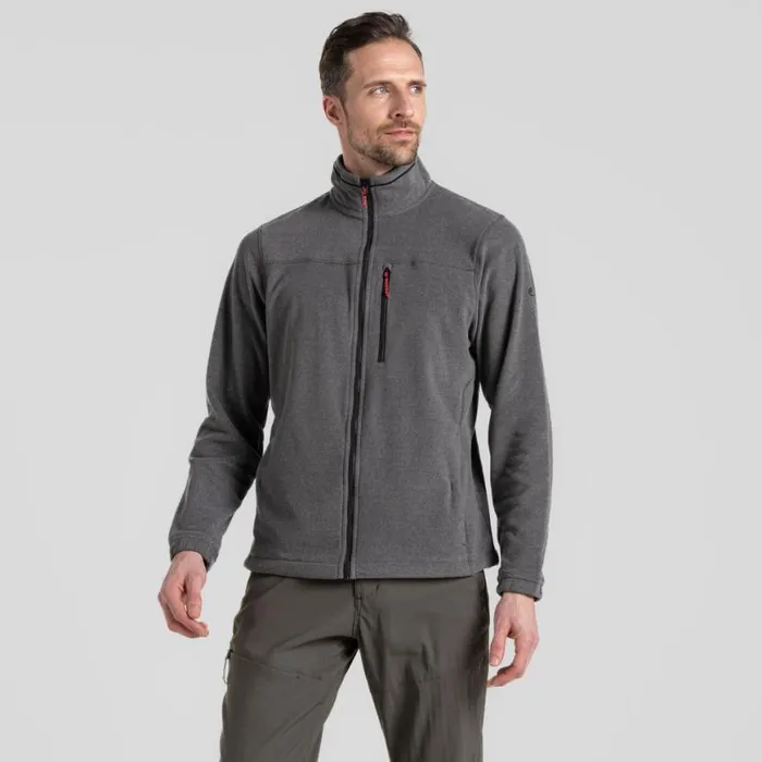 Mens Full Zip Fleece Craghoppers Corey Plus II Insulating Jacket Black Pepper Marl