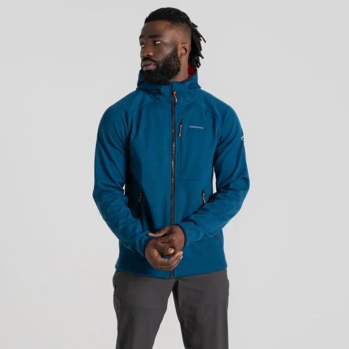 Mens Full Zip Fleece Craghoppers Dynamic Pro Hooded Jacket II Tourmaline Blue Marl