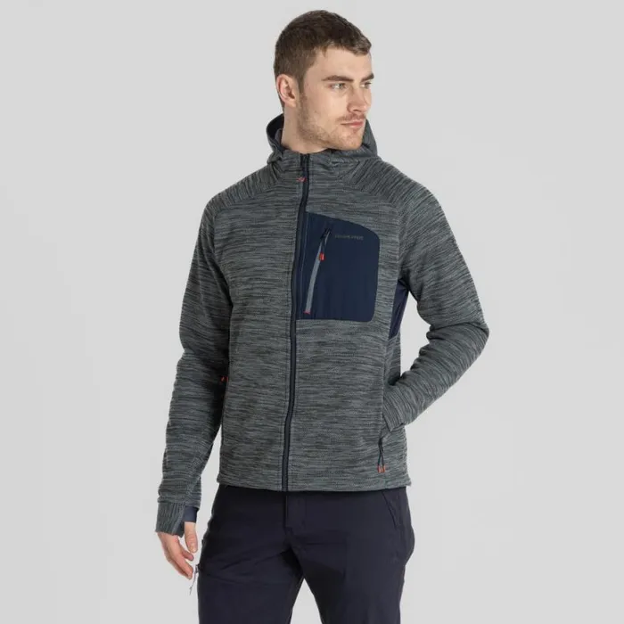 Mens Full Zip Fleece Craghoppers Tarbert Hooded Jacket Balsam Green Marl