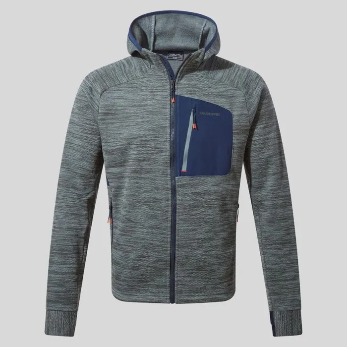 Mens Full Zip Fleece Craghoppers Tarbert Hooded Jacket Balsam Green Marl Mens Full Zip Fleece Craghoppers Tarbert Hooded Jacket Balsam Green Marl