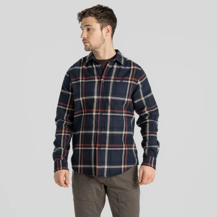 Mens Long Sleeve Craghoppers Wald Long Sleeved Shirt Blue Navy Check