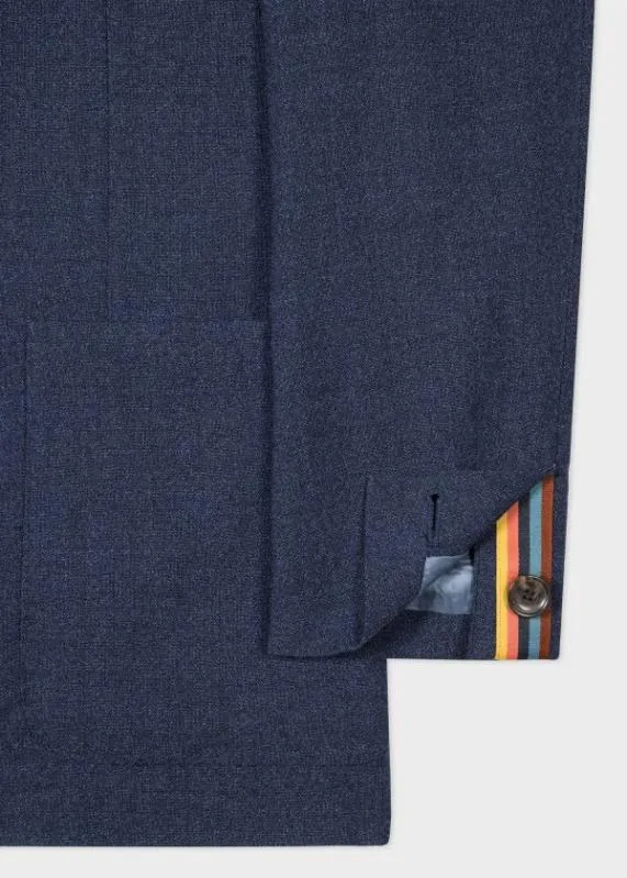 Mens Wool Nep SuitTwoPly Hopsack ThreeButton BlazerSlate Blue Wool Pants Paul Smith Suits