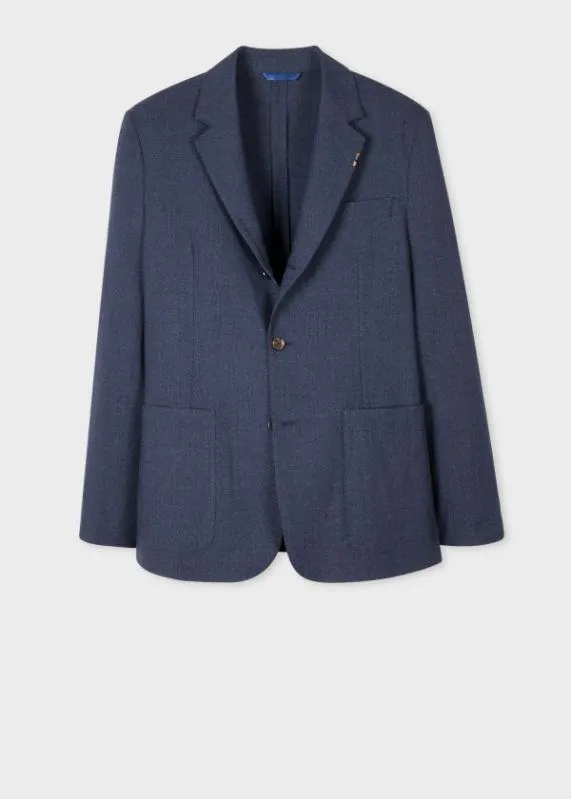Mens Wool Nep SuitTwoPly Hopsack ThreeButton BlazerSlate Blue Wool Pants Paul Smith Suits