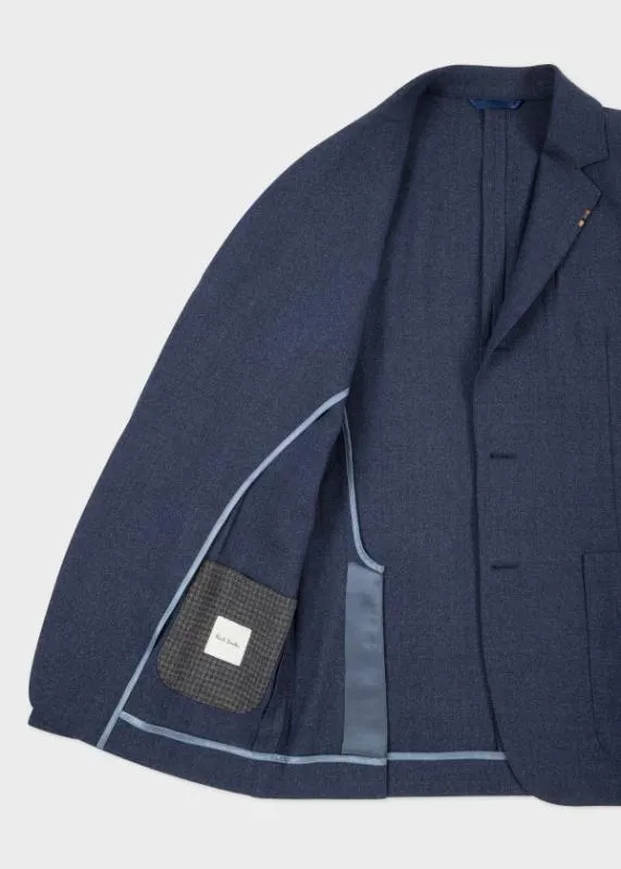 Mens Wool Nep SuitTwoPly Hopsack ThreeButton BlazerSlate Blue Wool Pants Paul Smith Suits
