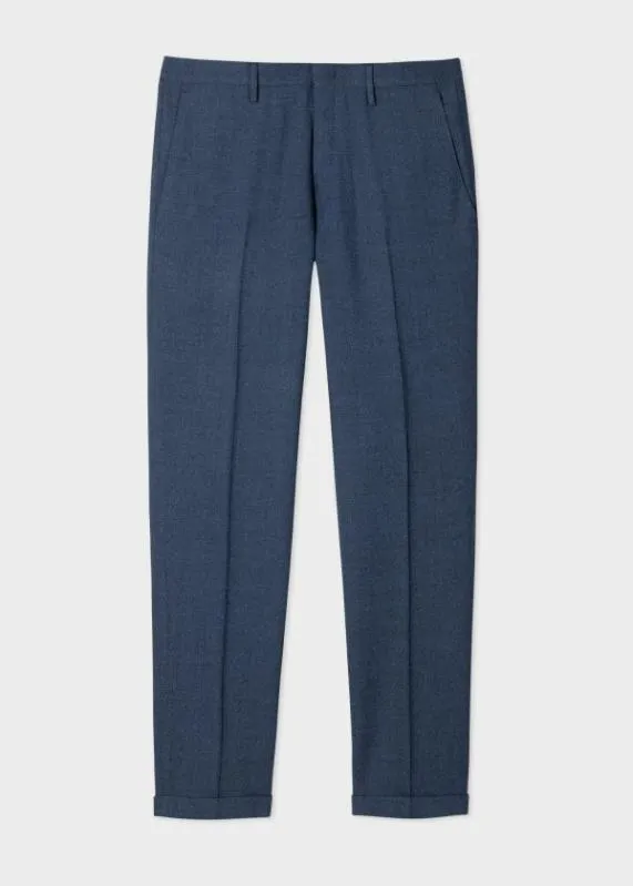 Mens Wool Nep SuitTwoPly Hopsack ThreeButton BlazerSlate Blue Wool Pants Paul Smith Suits