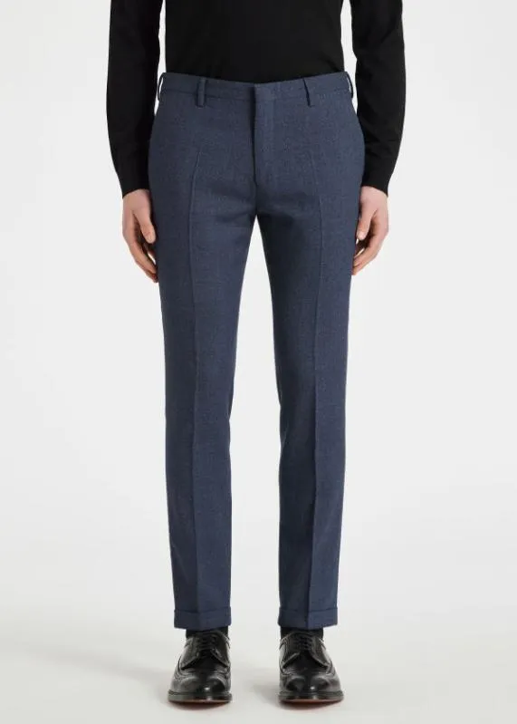 Mens Wool Nep SuitTwoPly Hopsack ThreeButton BlazerSlate Blue Wool Pants Paul Smith Suits