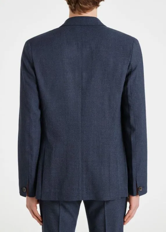 Mens Wool Nep SuitTwoPly Hopsack ThreeButton BlazerSlate Blue Wool Pants Paul Smith Suits