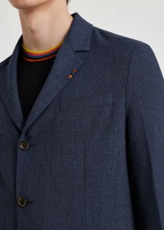 Mens Wool Nep SuitTwoPly Hopsack ThreeButton BlazerSlate Blue Wool Pants Paul Smith Suits