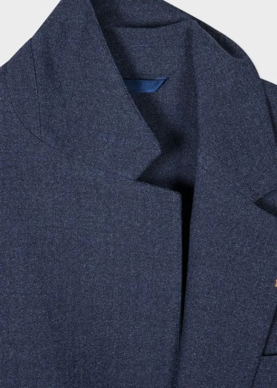 Mens Wool Nep SuitTwoPly Hopsack ThreeButton BlazerSlate Blue Wool Pants Paul Smith Suits