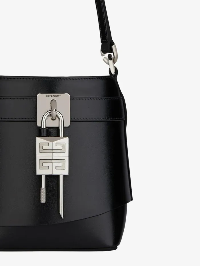Micro Shark Lock Bucket Bag In Box Leather Black Women Givenchy Micro Bags