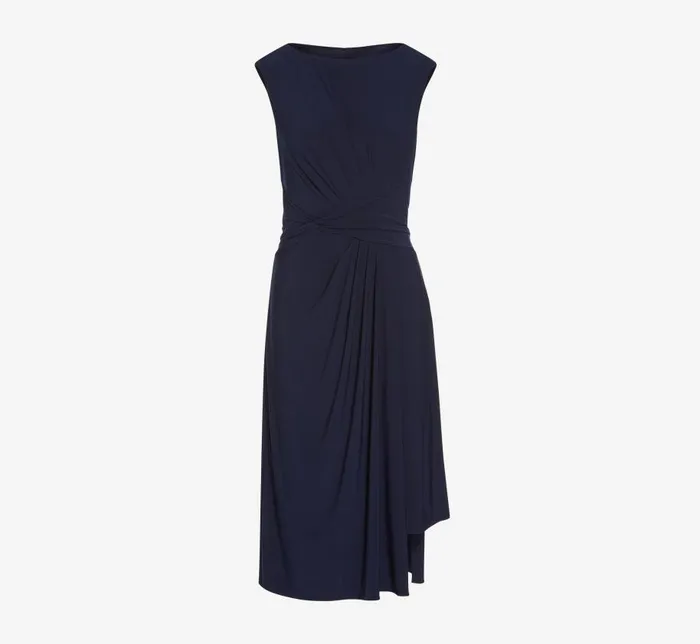 Midi Dresses Womens Adrianna Papell Asymmetrical Draped Midi Dress In Midnight