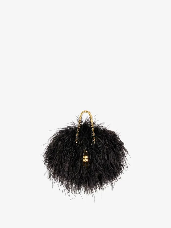 Mini Kenny Bag In Silk With Feathers Black Women Givenchy Micro Bags