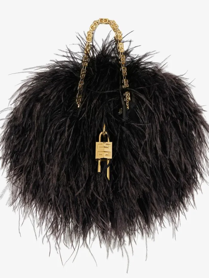 Mini Kenny Bag In Silk With Feathers Black Women Givenchy Micro Bags