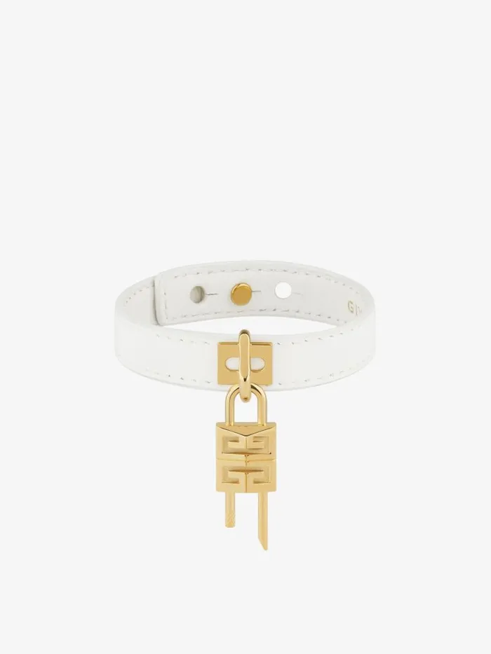 Mini Lock Bracelet In Metal And Leather Ivory Women Givenchy Jewelry