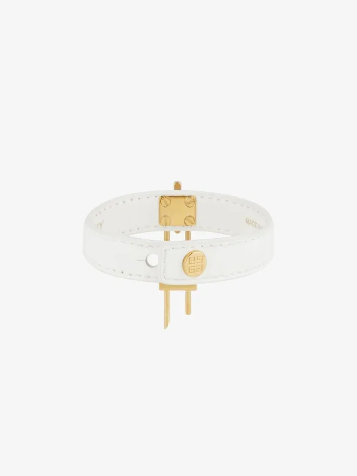 Mini Lock Bracelet In Metal And Leather Ivory Women Givenchy Jewelry