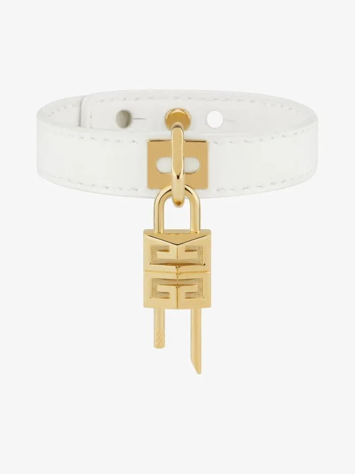 Mini Lock Bracelet In Metal And Leather Ivory Women Givenchy Jewelry