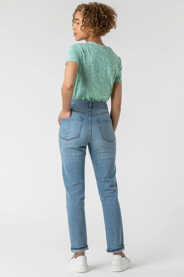 Mint Ditsy Spot Print Button Top Women Roman Tops