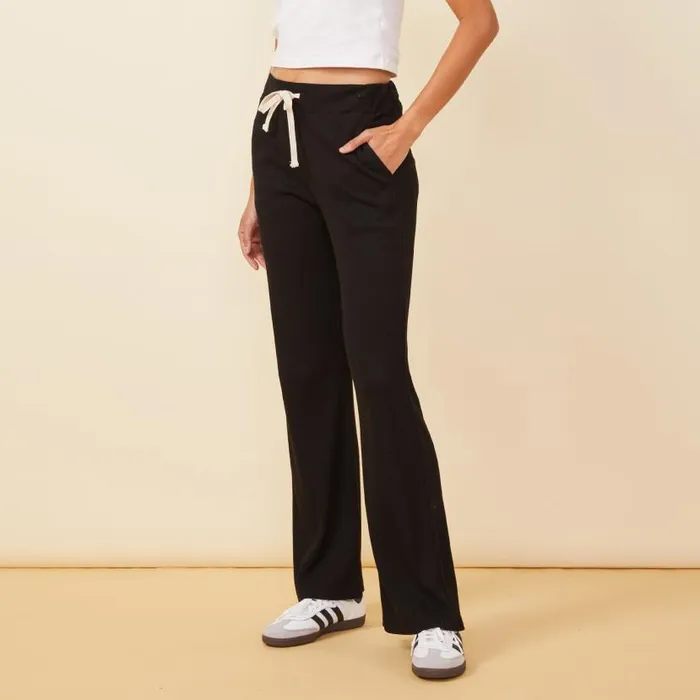 MONROW Sweats Rib Straight Leg Pant 8211 Women MONROW Sweats Rib Straight Leg Pant 8211 Women