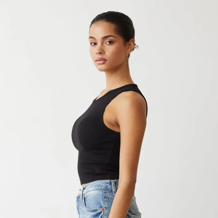 MONROW Tanks Supima Rib Crop High Neck Tank 8211 Women