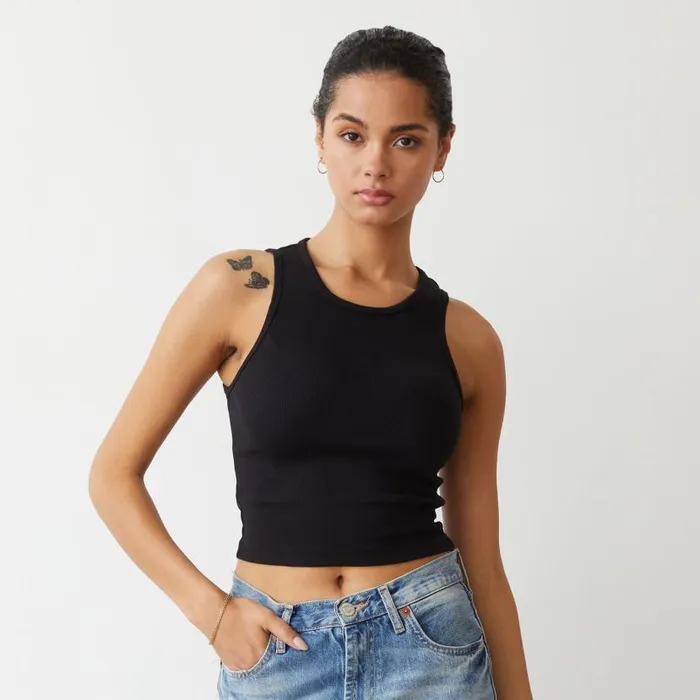 MONROW Tanks Supima Rib Crop High Neck Tank 8211 Women