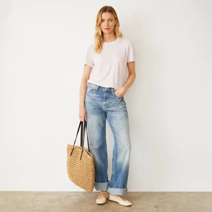 MONROW Tees Linen Jersey Basic Crew Neck Tee 8211 Women MONROW Tees Linen Jersey Basic Crew Neck Tee 8211 Women