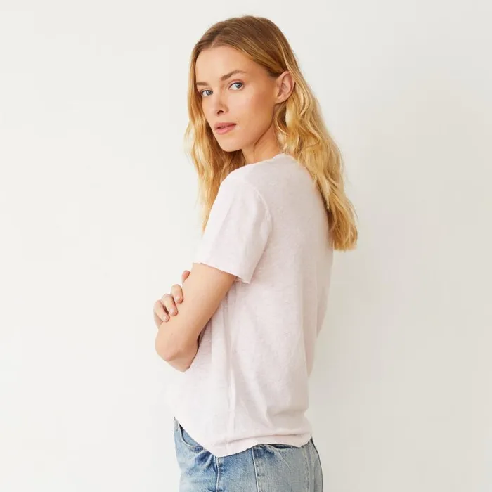 MONROW Tees Linen Jersey Basic Crew Neck Tee 8211 Women MONROW Tees Linen Jersey Basic Crew Neck Tee 8211 Women
