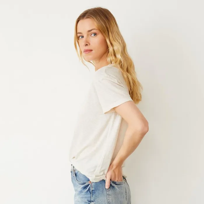 MONROW Tees Linen Jersey Basic Crew Neck Tee 8211 Women MONROW Tees Linen Jersey Basic Crew Neck Tee 8211 Women